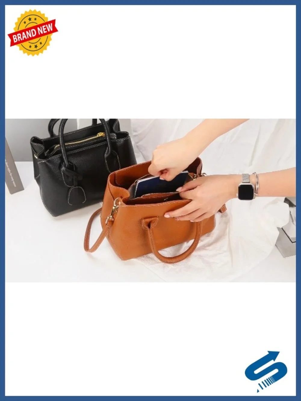 Genuine Leather Vintage Tote Bag for Women Office Shoulder Crossbody Tablet